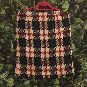 Black Red and White Houndstooth Pencil Skirt
